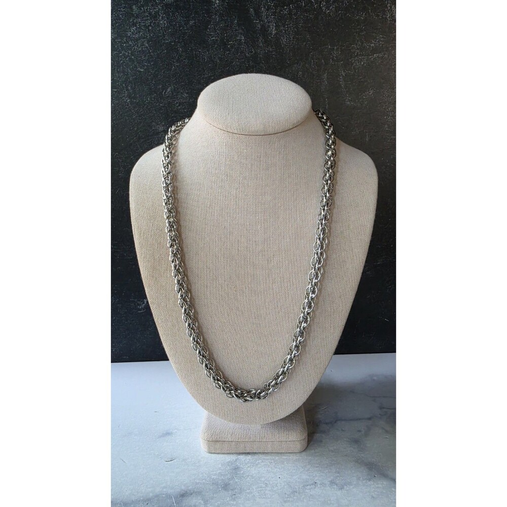 Silver Tone Metal Chain Necklace Vintage Costume Jewelry